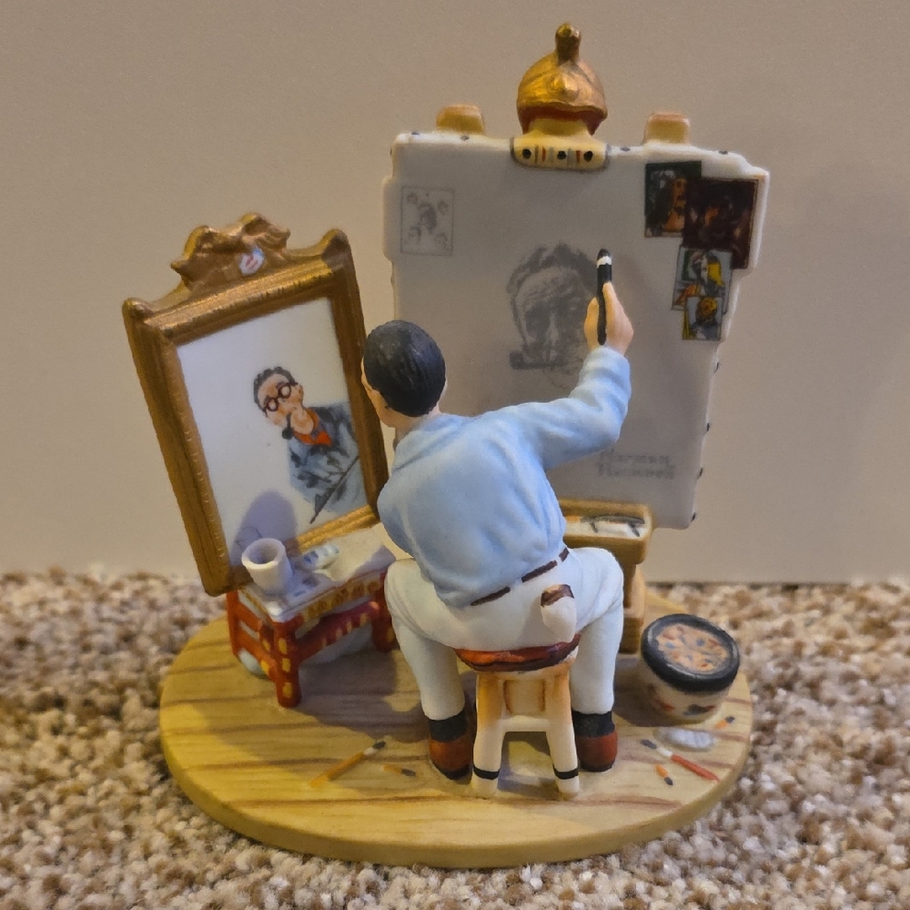Goebel Triple Self Portrait Artist Figurine with Easel - Blue and Brown